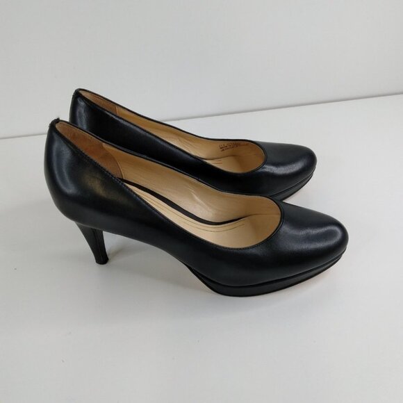 Cole Haan 4.5B Chelsea Leather Pumps Womens Platform Heels Shoes Black Slip On - Picture 2 of 15